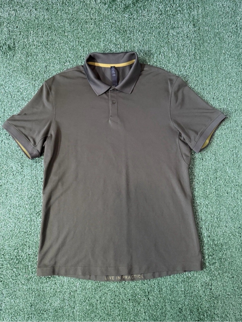 Lululemon Polo Shirt Mens Large Green Slim Performance Collared Golf Tennis Work